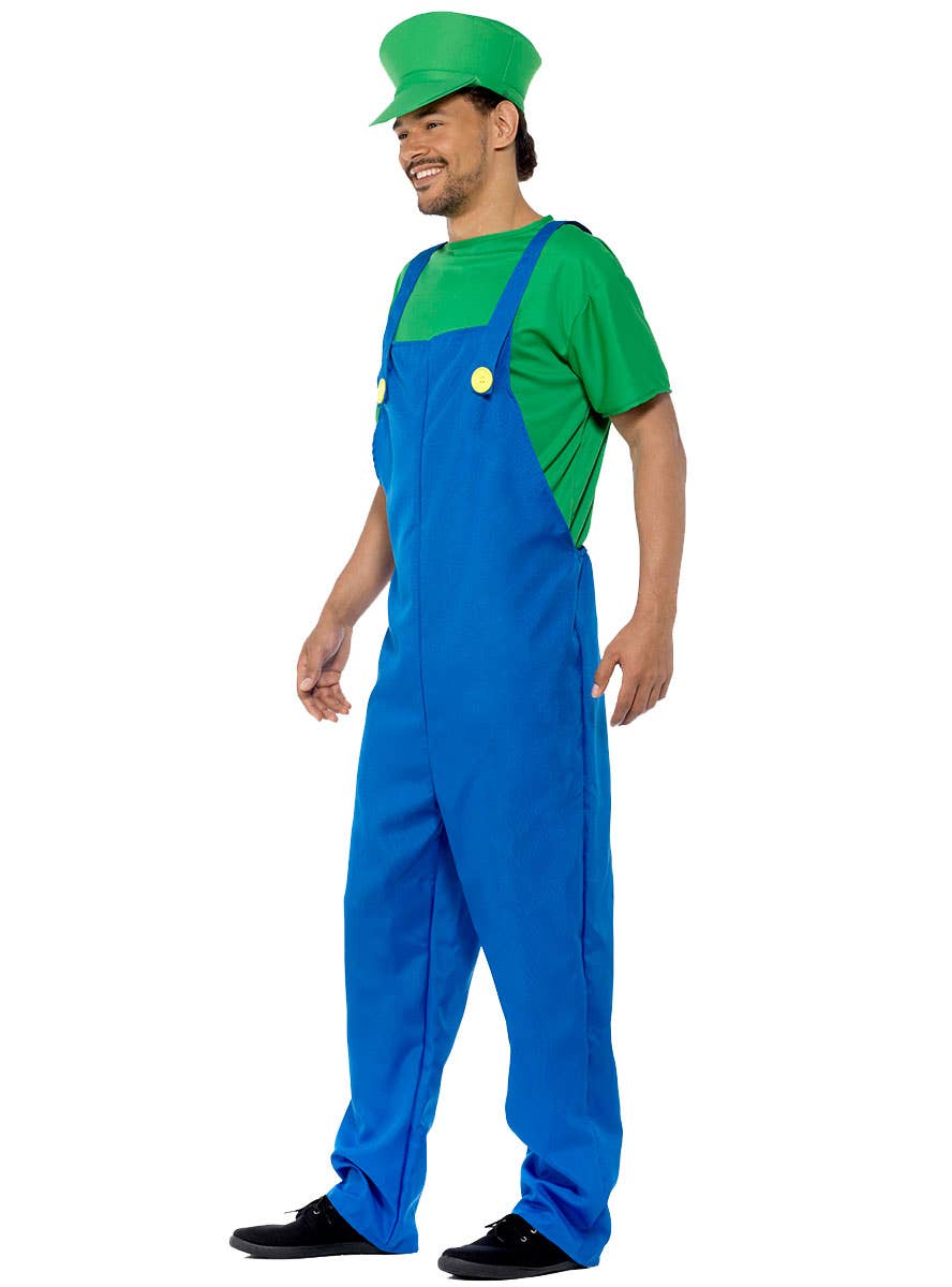 Green Plumber Guy Luigi Men's Costume Side Image