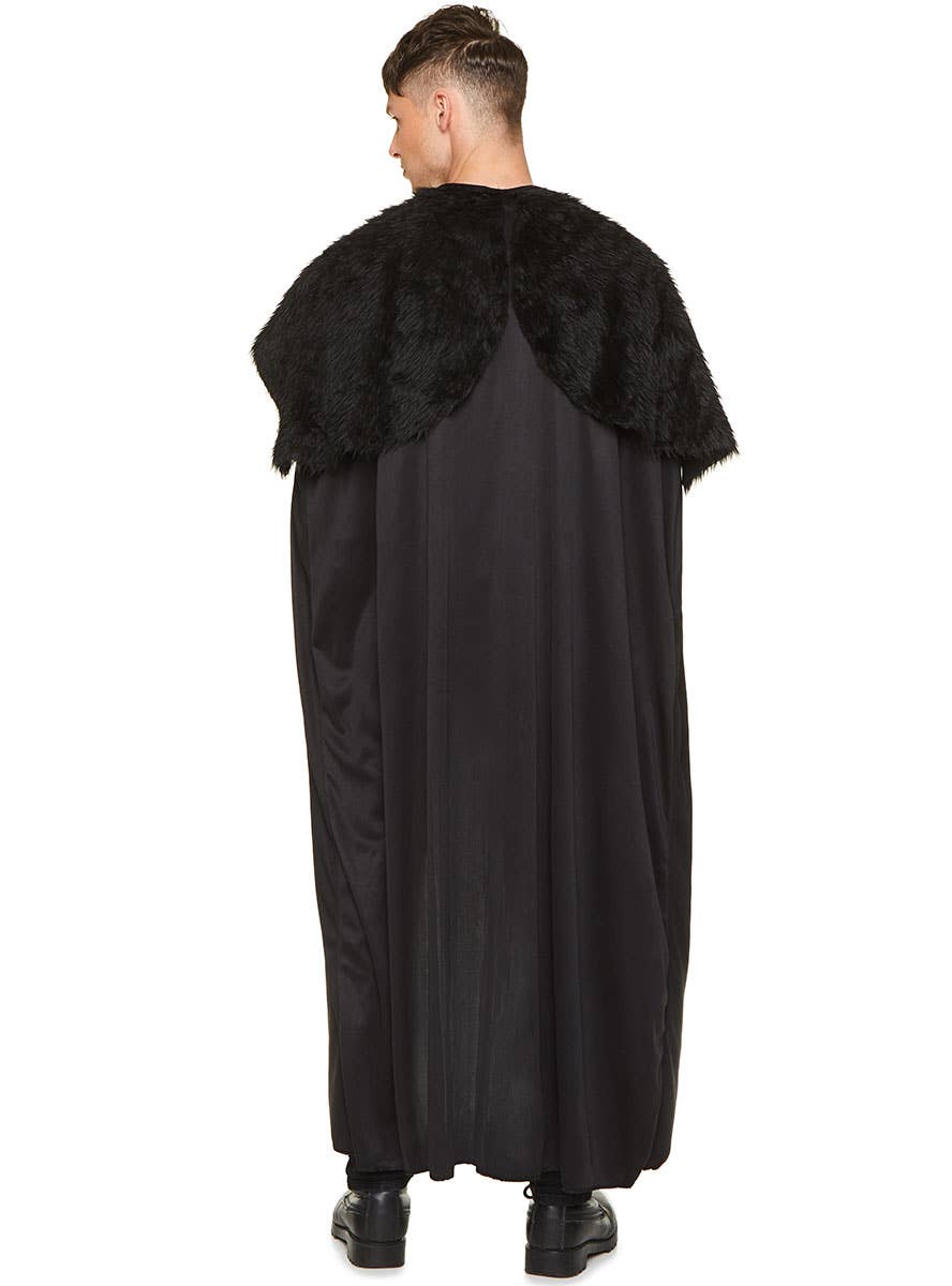 Black Fur Medieval Costume Cape for Adults - Back Image