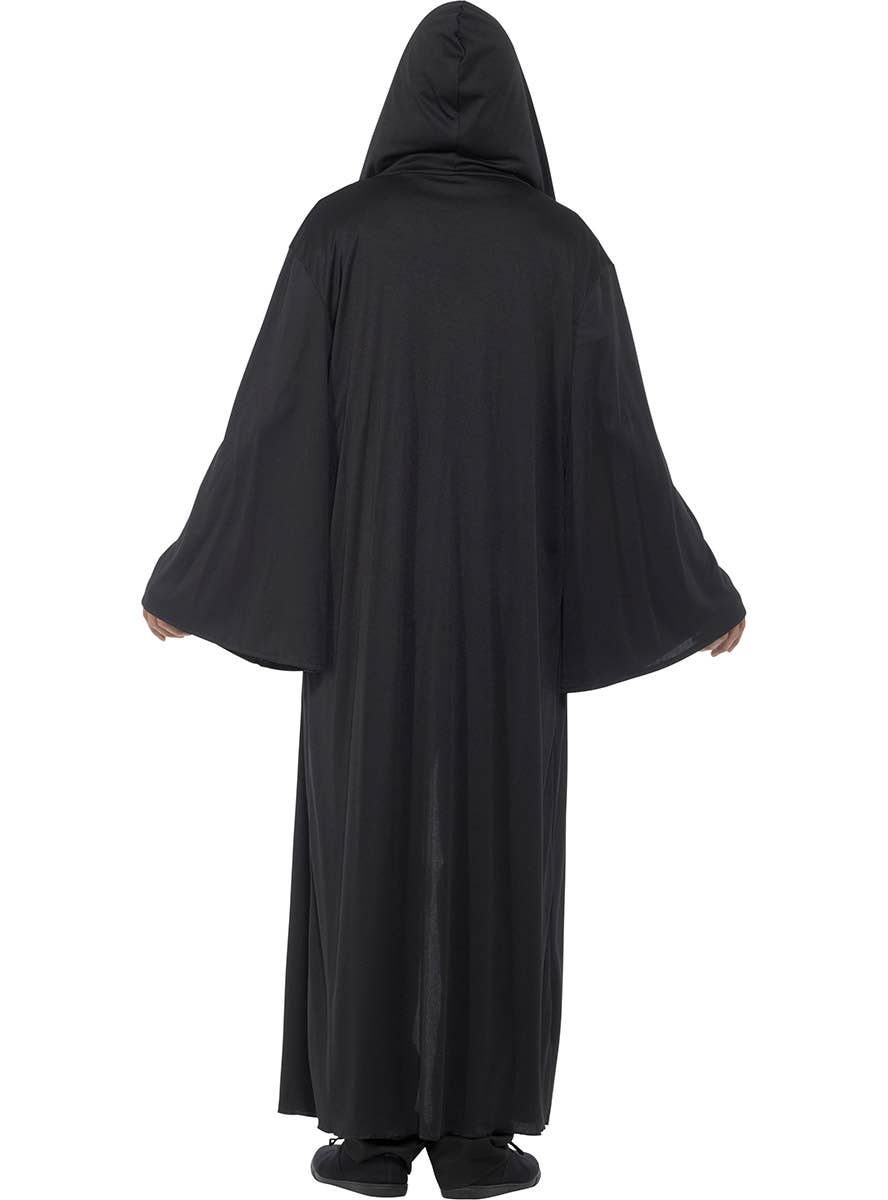 Men's Black Costume Robe with Hood Back Image