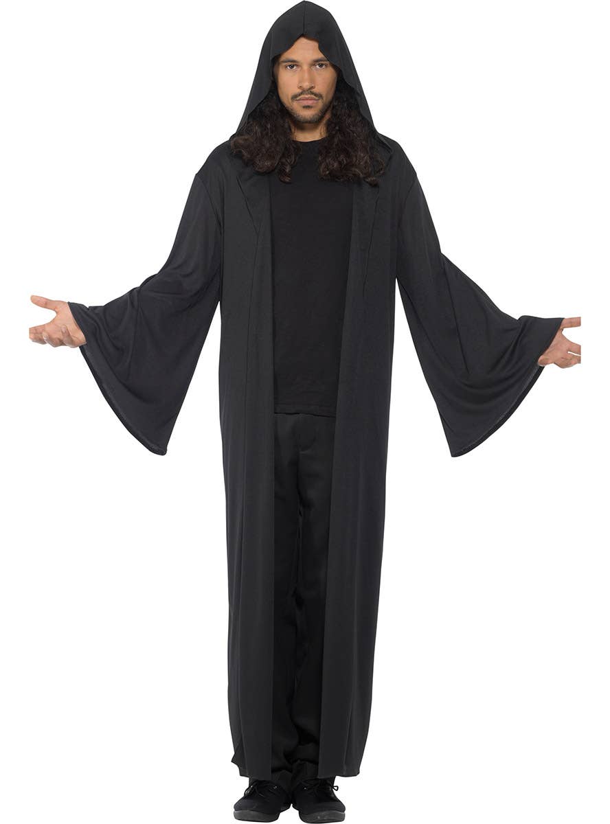 Men's Black Costume Robe with Hood Main Image