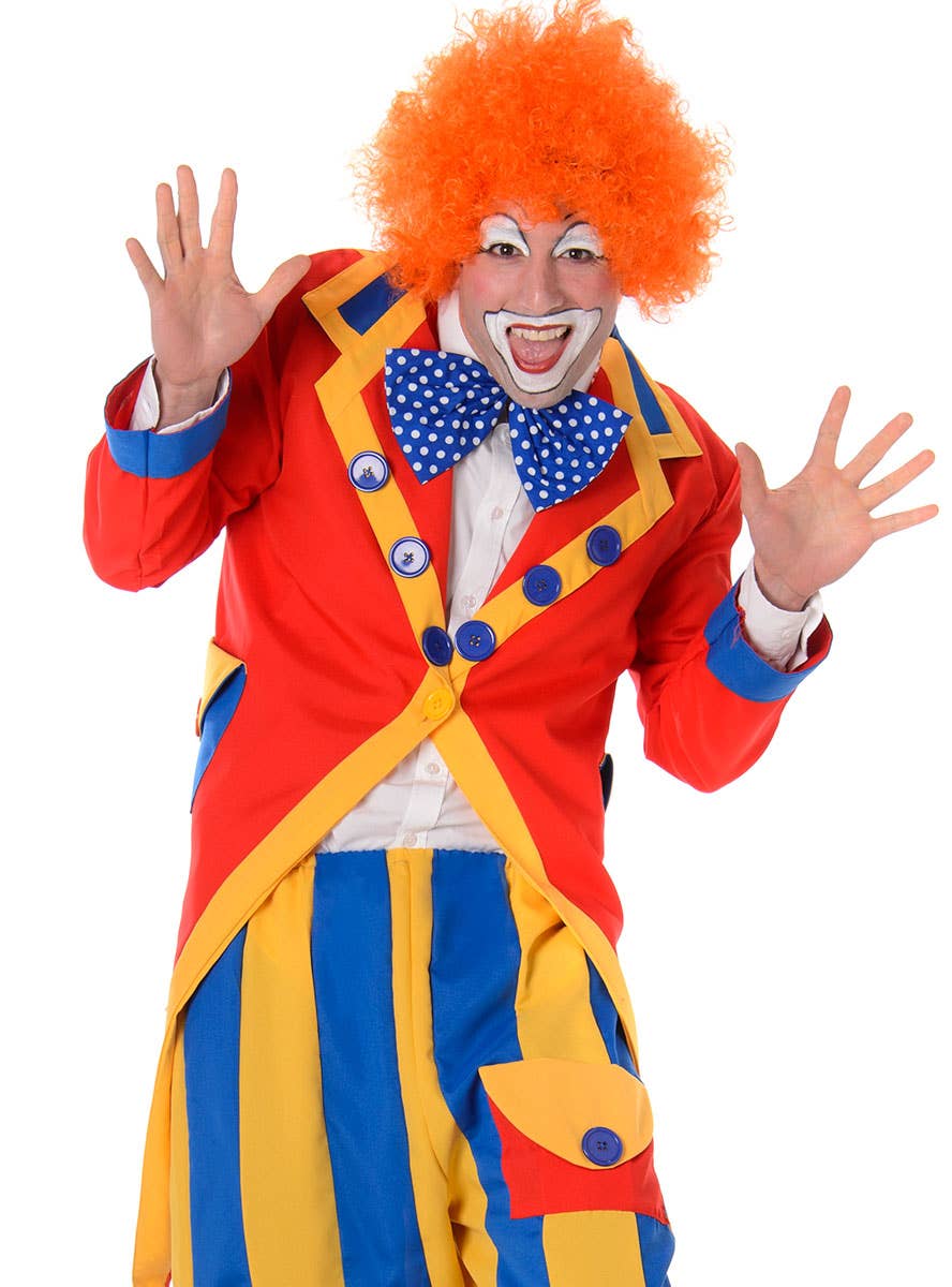 Men's Colourful Circus Clown Costume Close Image