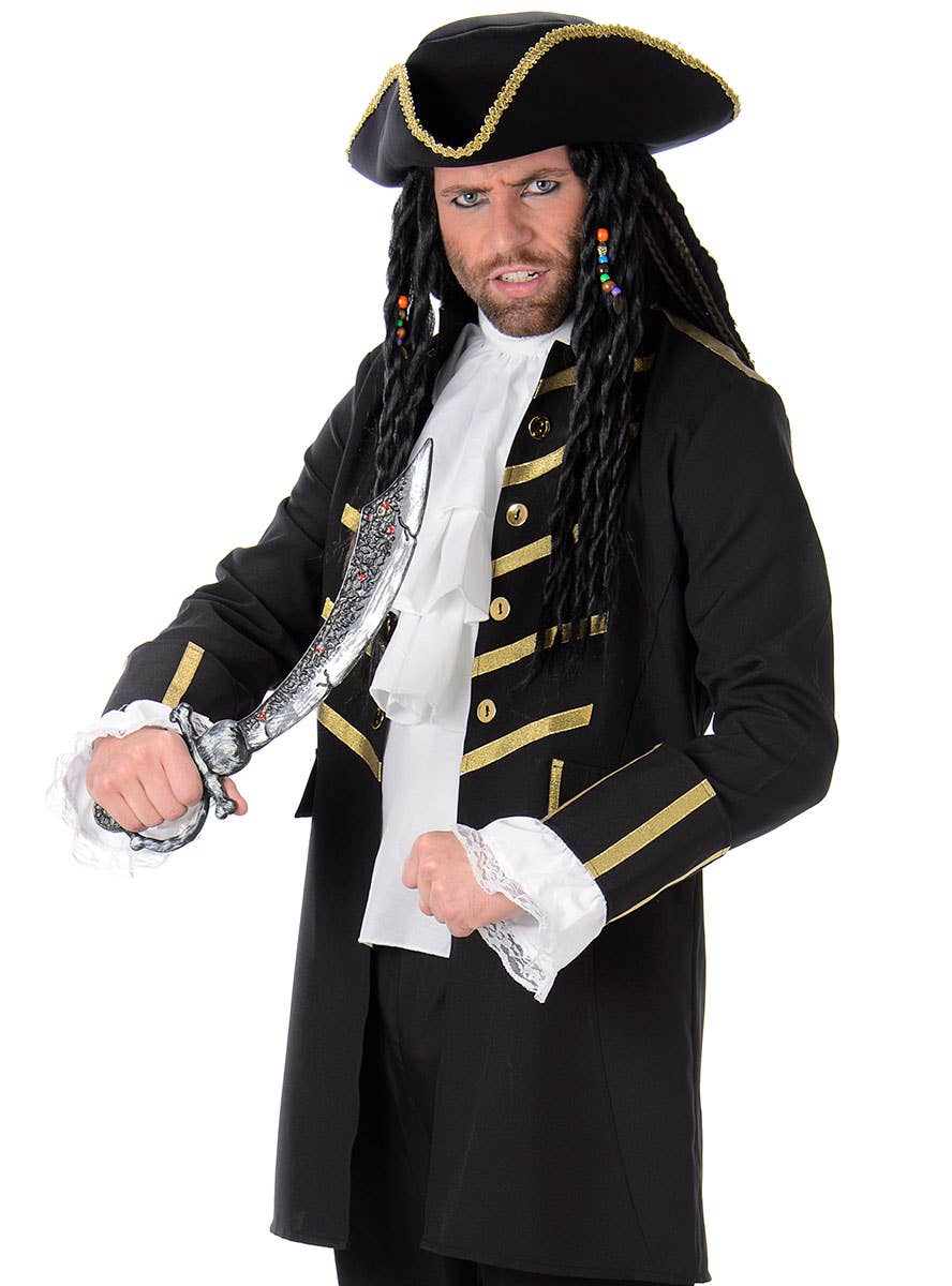 Men's Black Buccaneer Pirate Costume Close Image