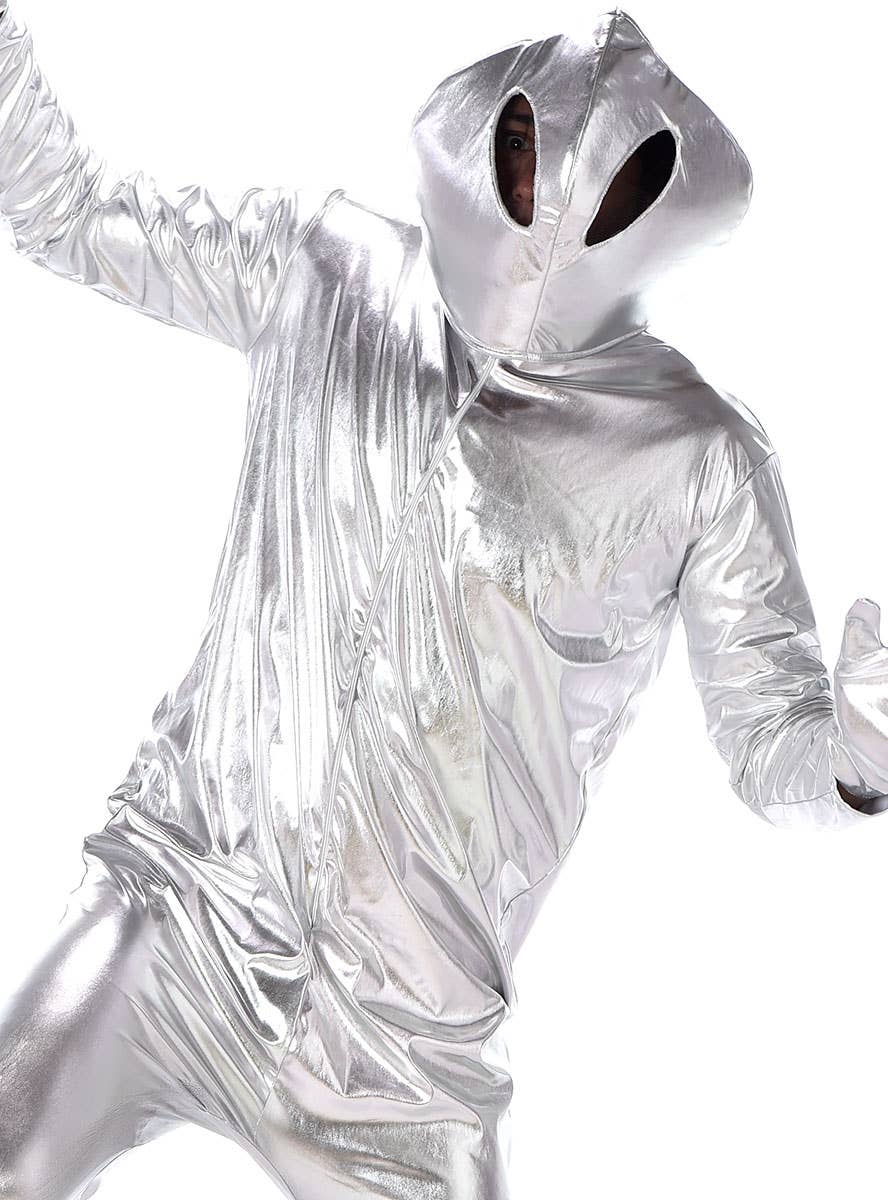 Men's Silver Alien Fancy Dress Costume Close Image