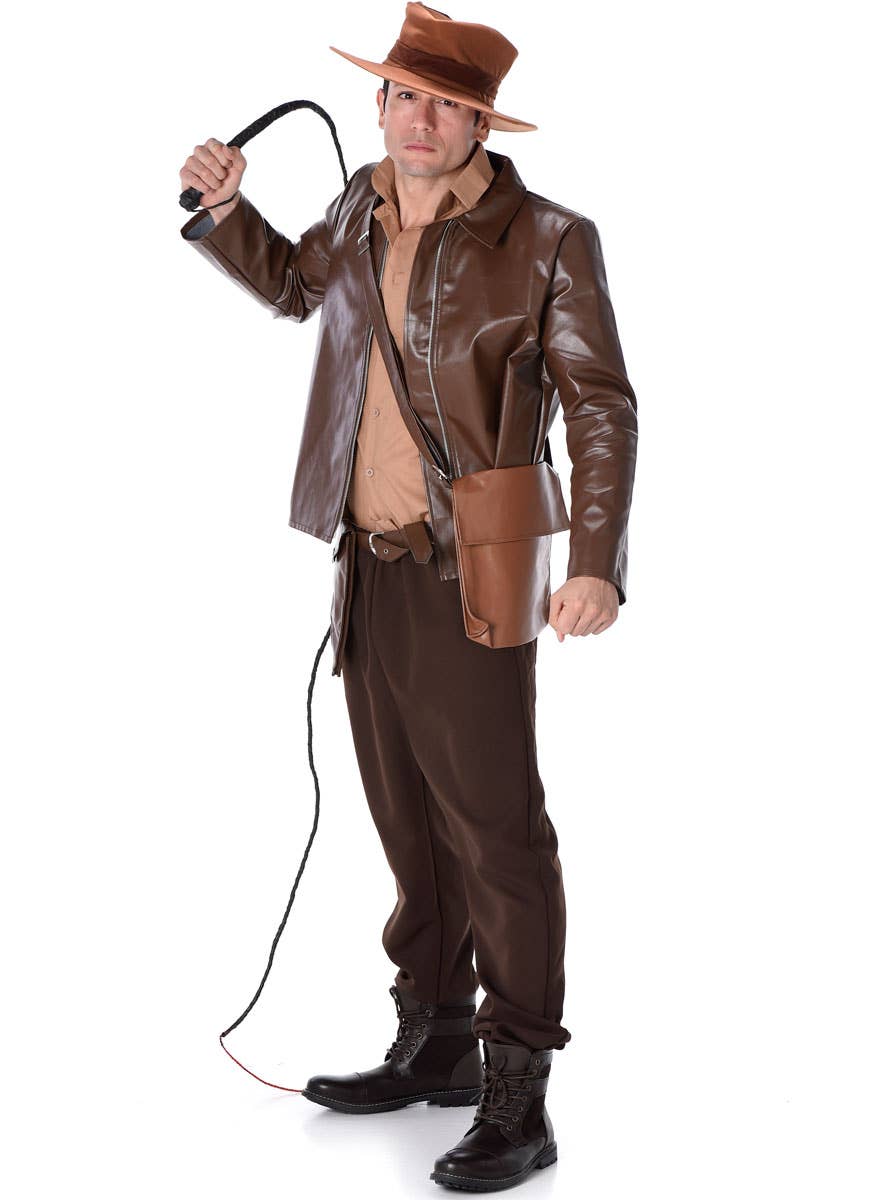 Brown Leather Treasure Hunter Outfit Mens Indiana Jones Costume