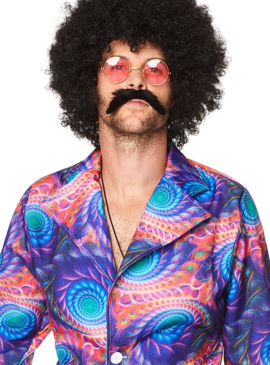 Men's Purple Retro Boho 70's Fancy Dress Costume - Close Image