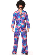 Men's Purple Retro Boho 70's Fancy Dress Costume - Main Image