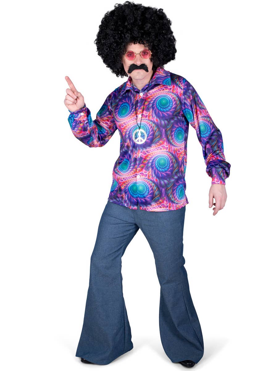 Blue and Purple Hippie Costume Shirt for Men - Alternate Image 2