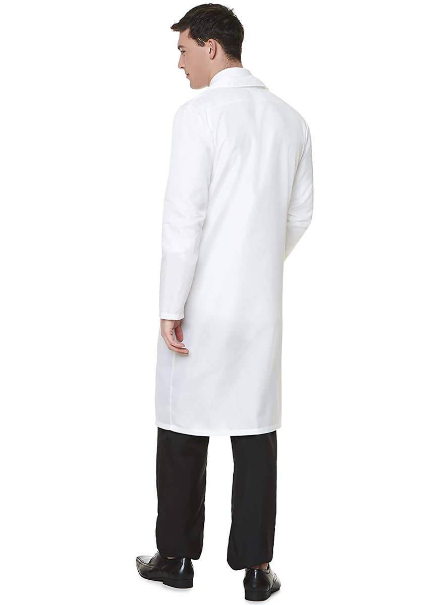 Mid Length White Doctor's Lab Coat Occupation Costume for Men - Back Image