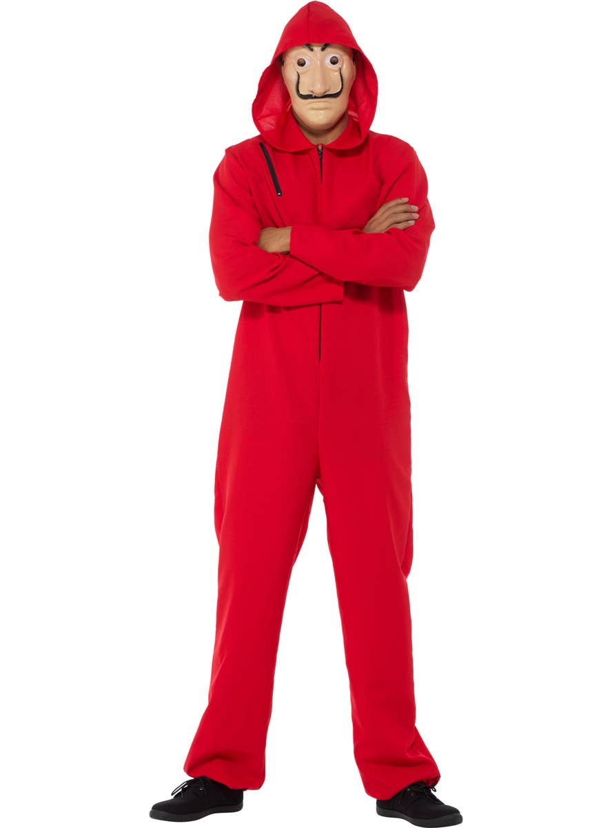 Red Money Heist Inspired Adult's Costume Jumpsuit and Mask - Alternative Front Image 1