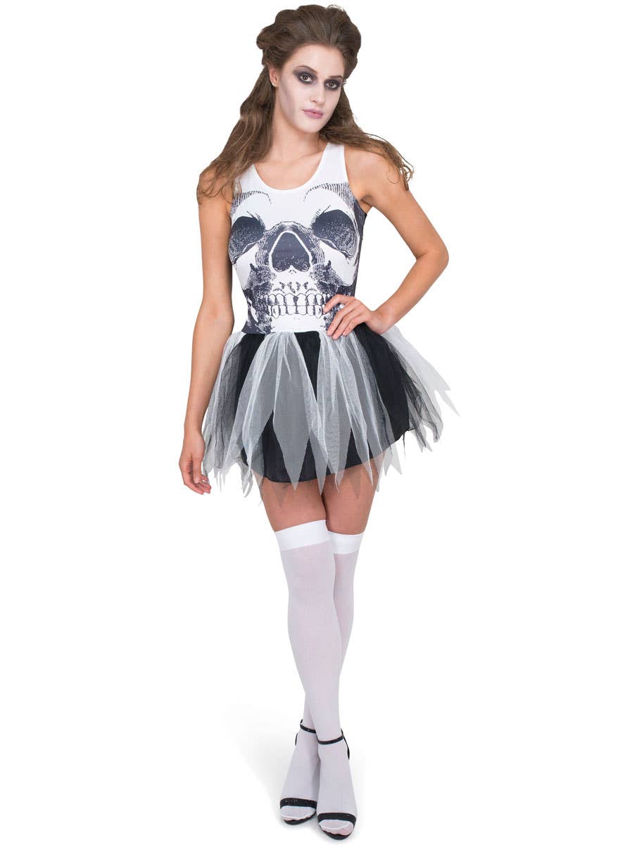 Skeleton Print Tutu Dress Sexy Halloween Costume Main Image