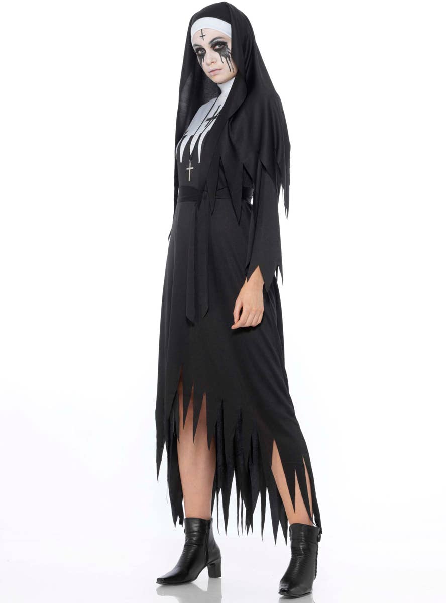 Haunting Demon Nun Halloween Costume for Women - Side Image