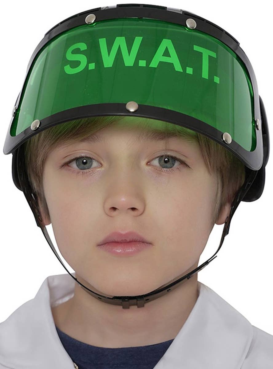 Image of SWAT Kids Black Police Costume Helmet - Main Image