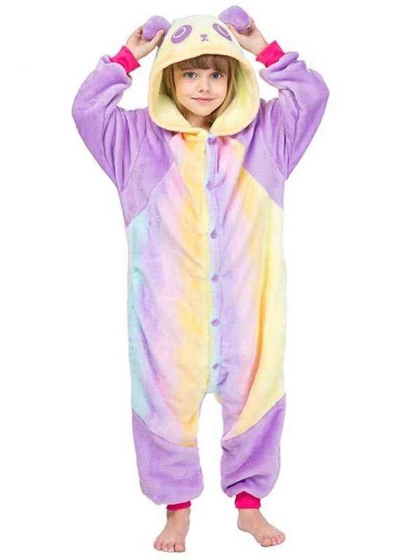 Image of Cute Rainbow Panda Kids Onesie Costume