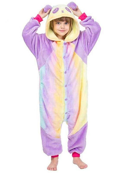 Image of Cute Rainbow Panda Kids Onesie Costume