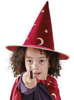 Image of Deluxe Burgundy Velvet and Gold Kid's Magician Hat - Front View