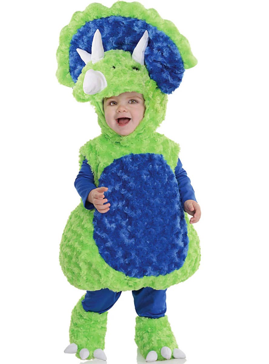 Image of Plush Green Kids Triceratops Dinosaur Costume