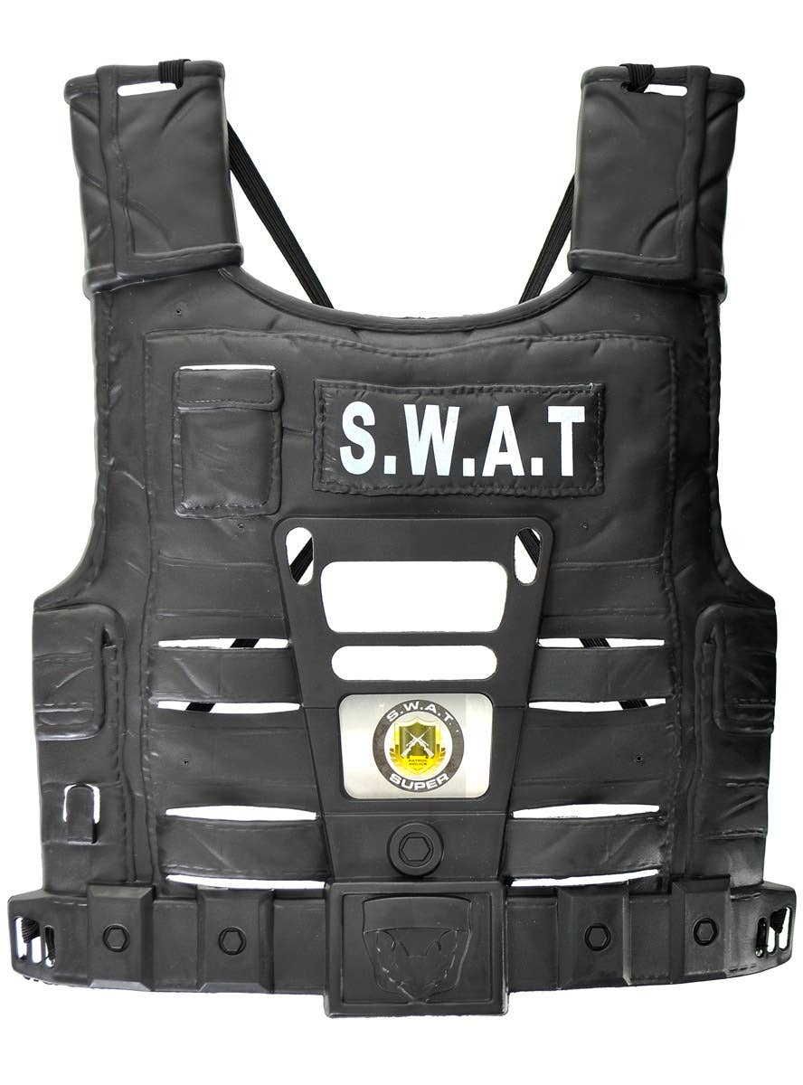 Image of SWAT Kids Black Hard Plastic Toy Vest - Alternate Image