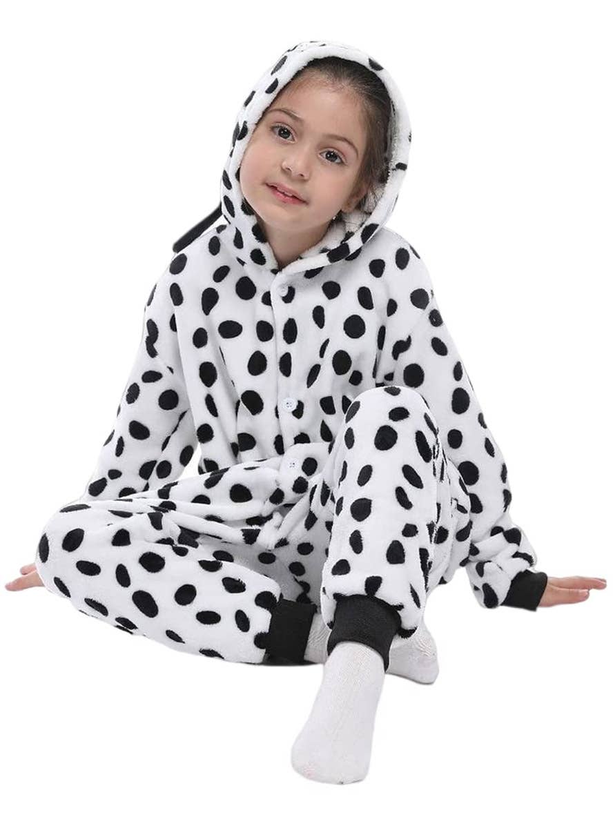 Image of Plush Dalmatian Kid's Spotty Puppy Costume Onesie - Alternate Image 4