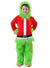 Image of Furry Green Grinch Kid's Santa Christmas Costume - Front View