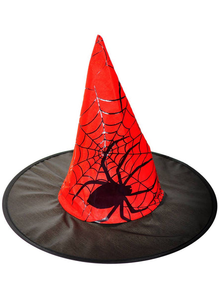 Image of Spiderweb Girls Red and Black Halloween Witch Hat