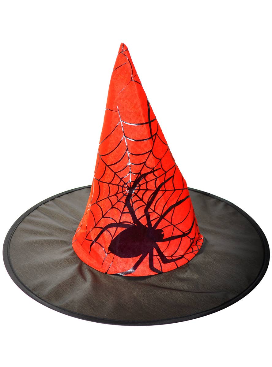 Spiderweb Girls Red and Black Halloween Witch Hat