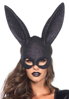 Women's Black Glitter Bunny Costume Mask