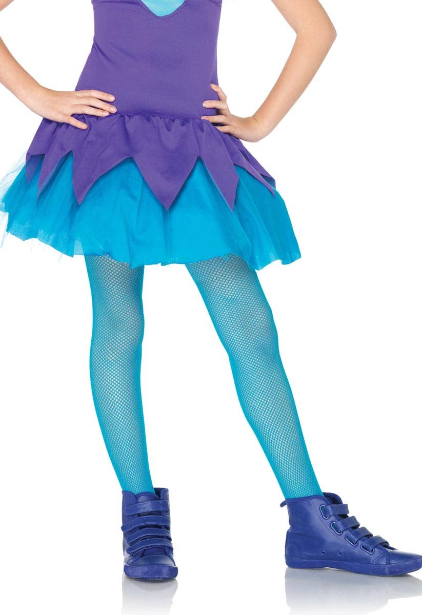 Girls Blue Fishnet Novelty Costume Tights by Leg Avenue