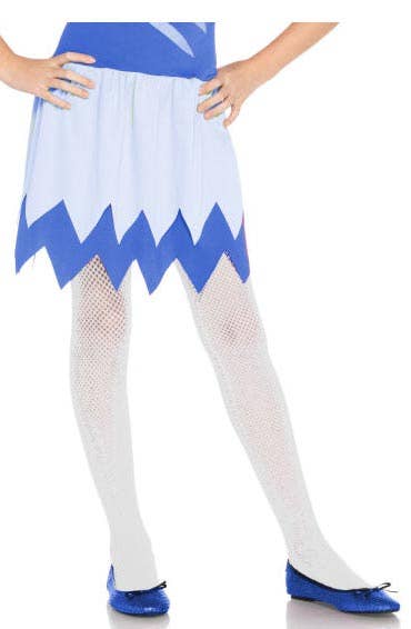 Girls White Fishnet Full Length Costume Stockings - Main Image 