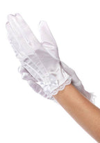 Kids White Wrist Length Costume Gloves