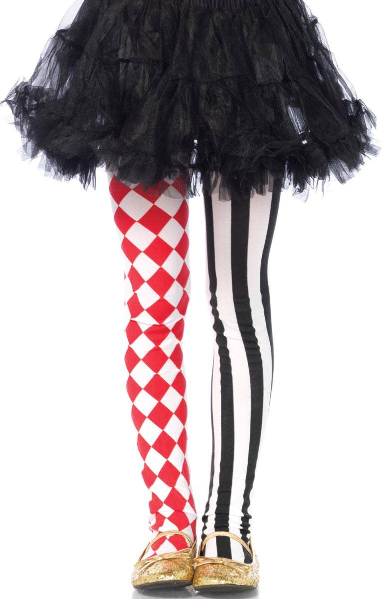 Harlequin Striped Girls Costume Stockings