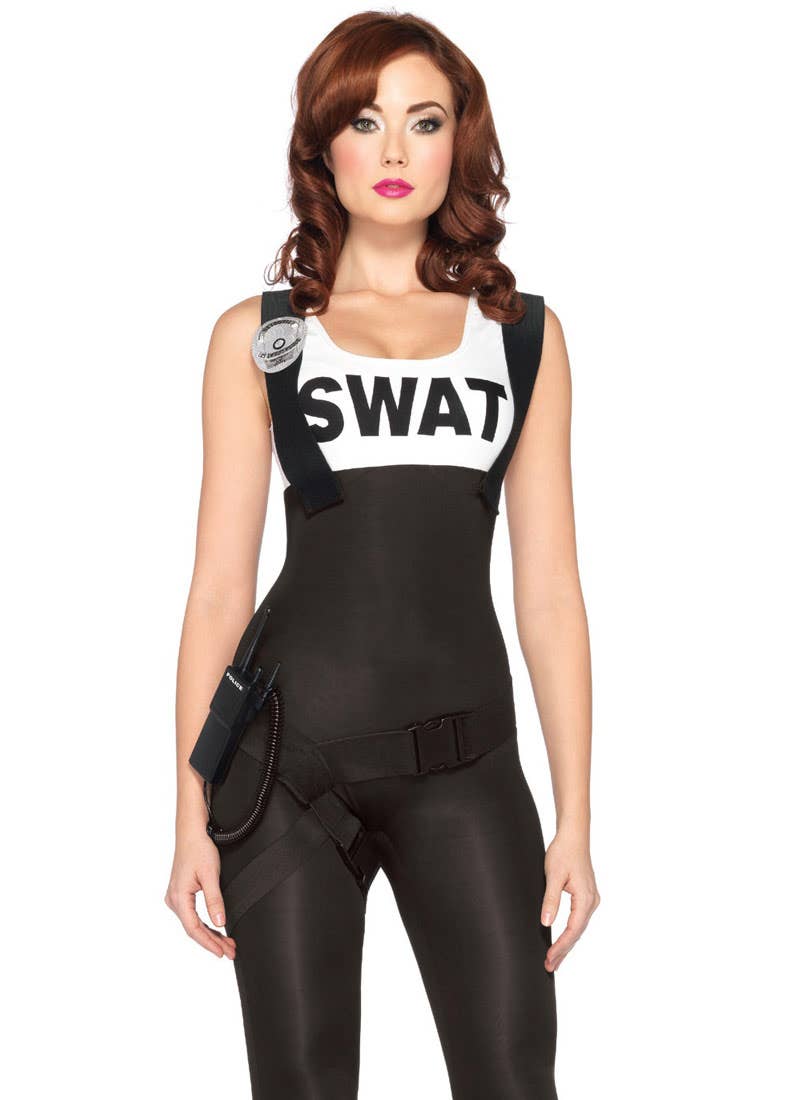 Women's Sexy SWAT Officer Jumpsuit Costume Close Image