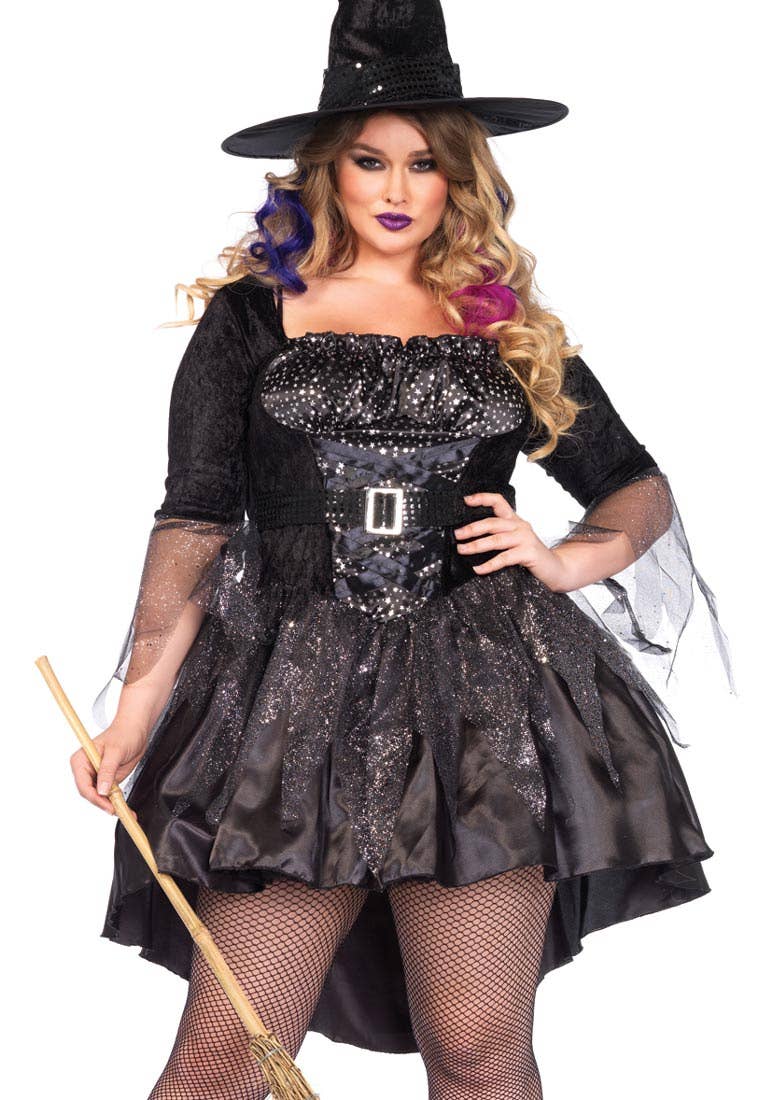 Plus Size Black Witch Women's Halloween Costume Close