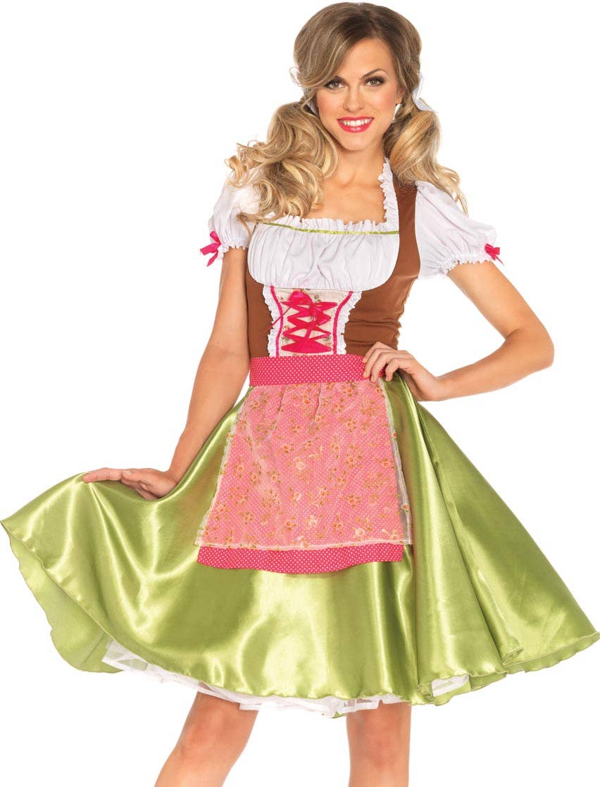 Green German Beer Girl Women's Costume Close View