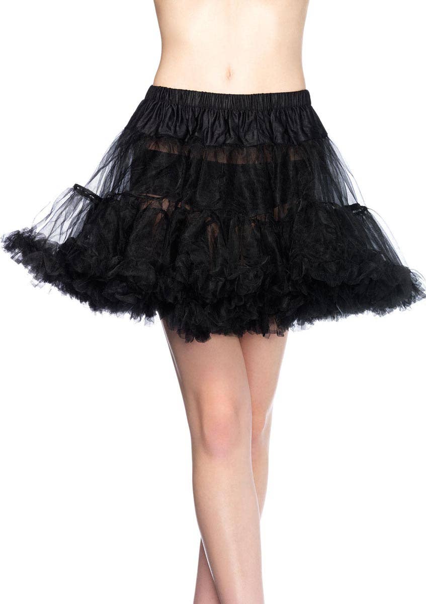 Black Thigh Length Ruffled Costume Petticoat