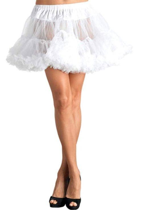 Thigh Length Ruffled White Mesh Petticoat