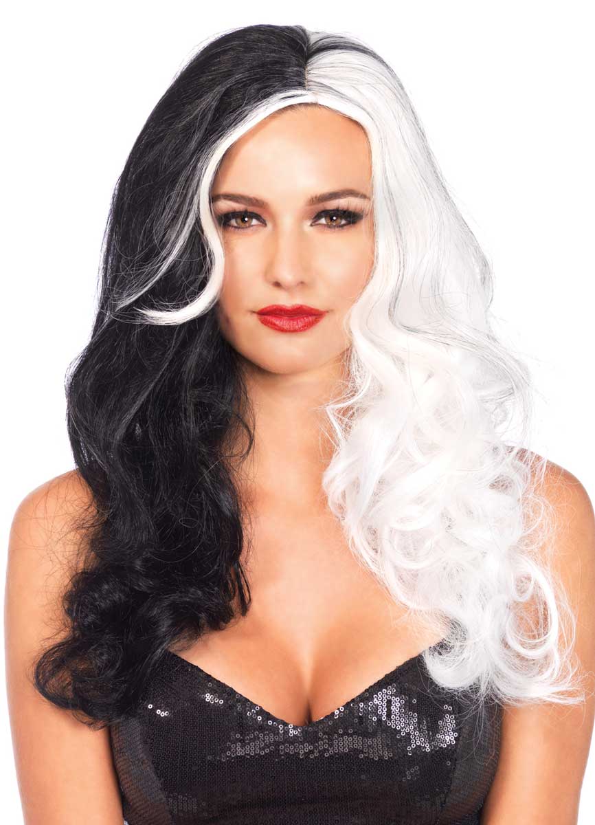 Black And White Cruella De Vil Deluxe Costume Wig - Alternate Image