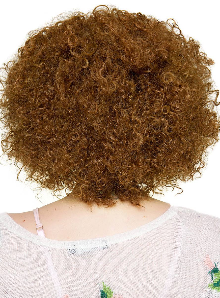 Medium Brown Womens Lace Front Curly Disco Diva Fashion Wig - Back Image