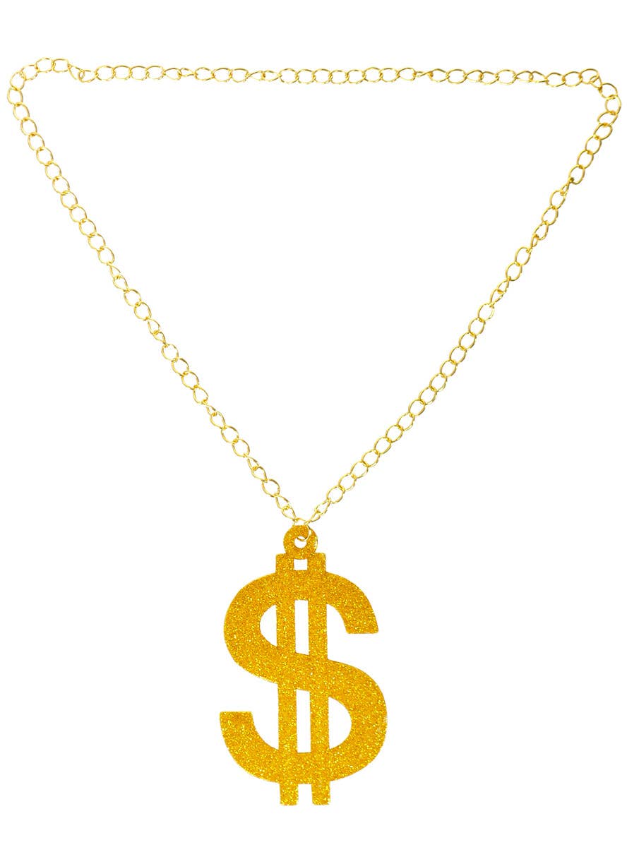 Image of Large Gold 14cm Dollar Sign Costume Necklace