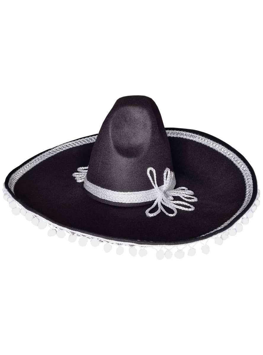 Image of Large Black and White Mexican Sombrero Costume Hat - Alternate Image