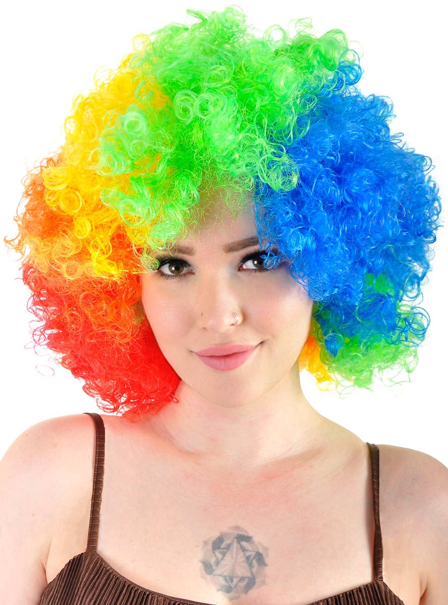 Image of Curly Rainbow Unisex Adults Afro Costume Wig