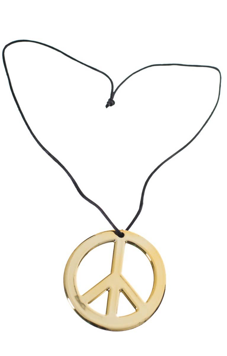 60's & 70's Large Gold Unisex Peace Sign Costume Necklace 