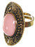 Image of Large Gold Plated Costume Ring with Pink Stone - Side View