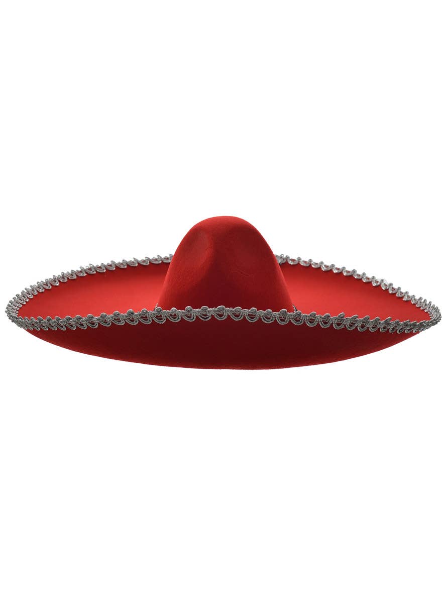 Image of Large Red and Silver Mexican Sombrero Costume Hat - Main Image