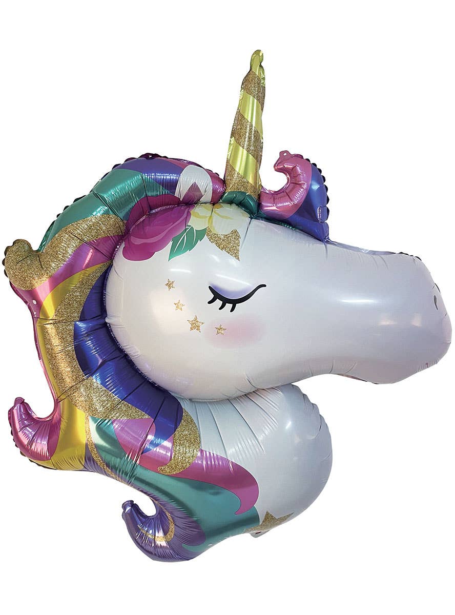 Image of Large Rainbow Unicorn Head 90cm Foil Balloon