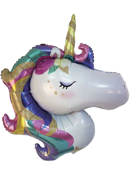 Image of Large Rainbow Unicorn Head 90cm Foil Balloon