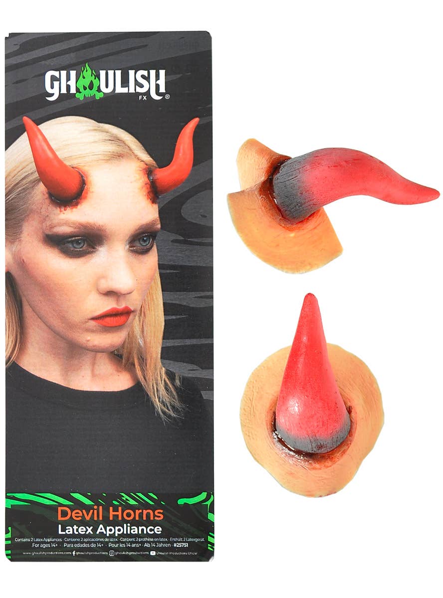 Image of Large Red Devil Horns Special FX Latex Prosthetic - Main Image