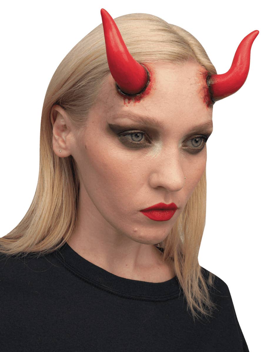 Image of Large Red Devil Horns Special FX Latex Prosthetic - Alternate Image