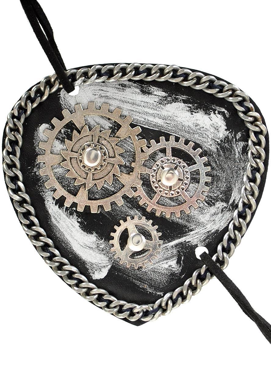 Image of Steampunk Black and Silver Cogs Leather Look Eye Patch