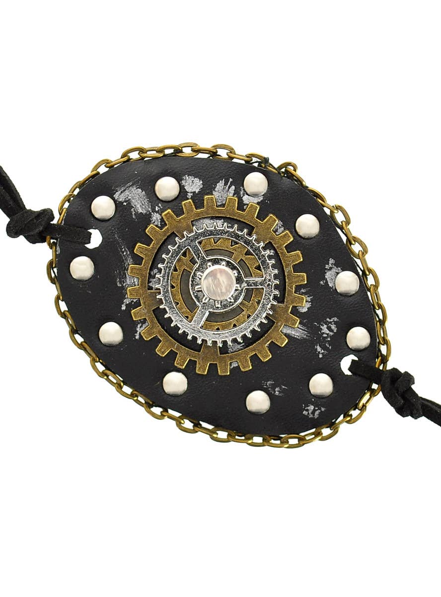 Image of Steampunk Silver and Gold Cog Leather Look Eye Patch