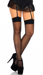 Women's Sexy Sheer Black Thigh High Stockings with Plain Top